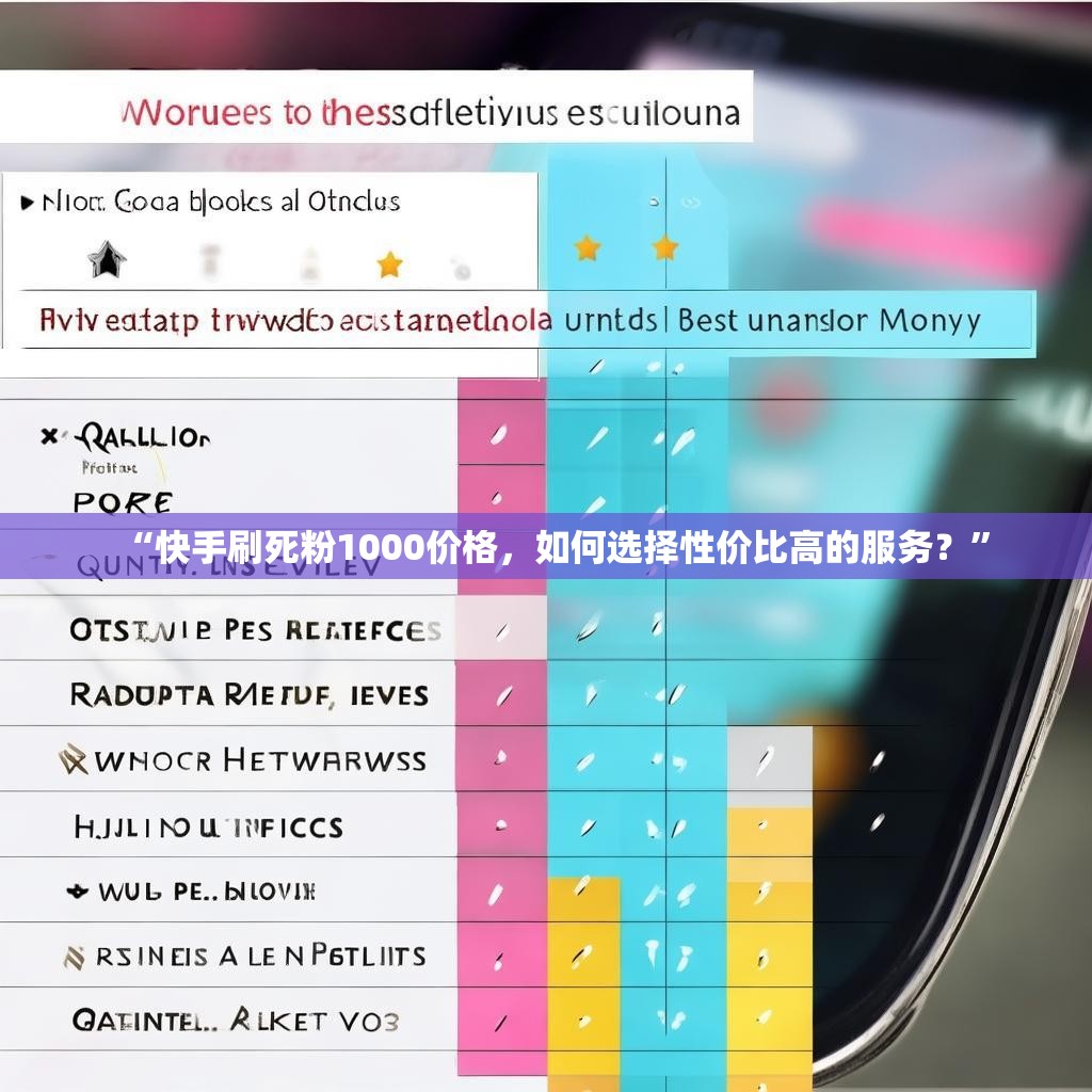 “快手刷死粉1000价格，如何选择性价比高的服务？”