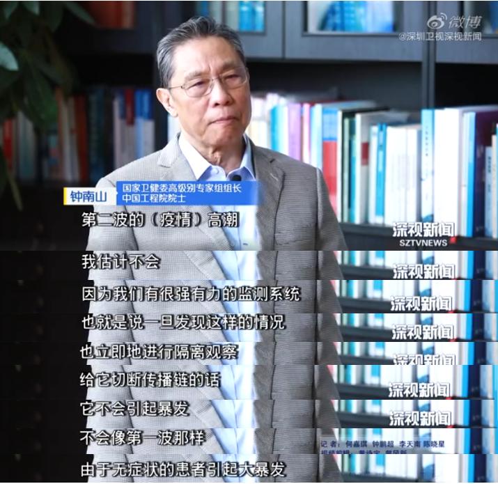 钟南山称中国二次疫情暴发可能性低 张文宏解读相关症状